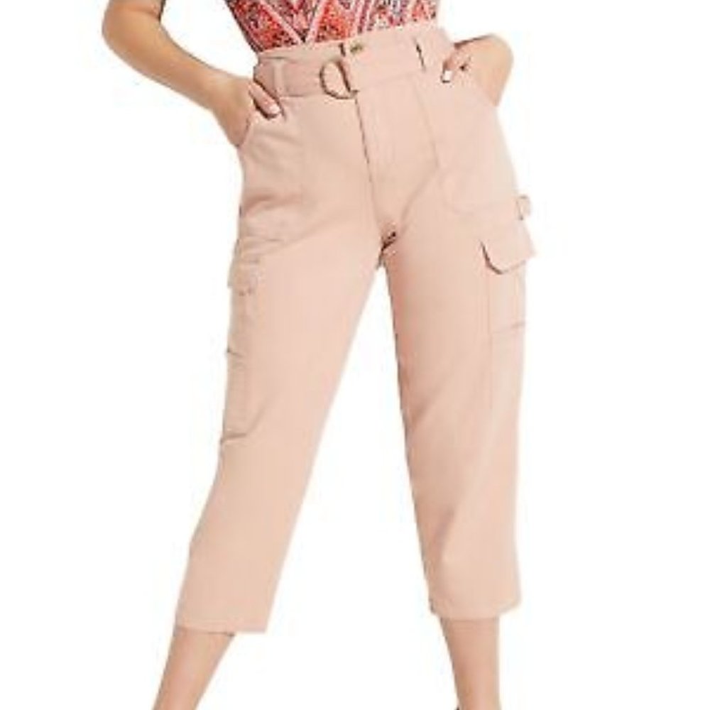 Guess women's mauve belted cropped ZENDAYA utility cargo pants